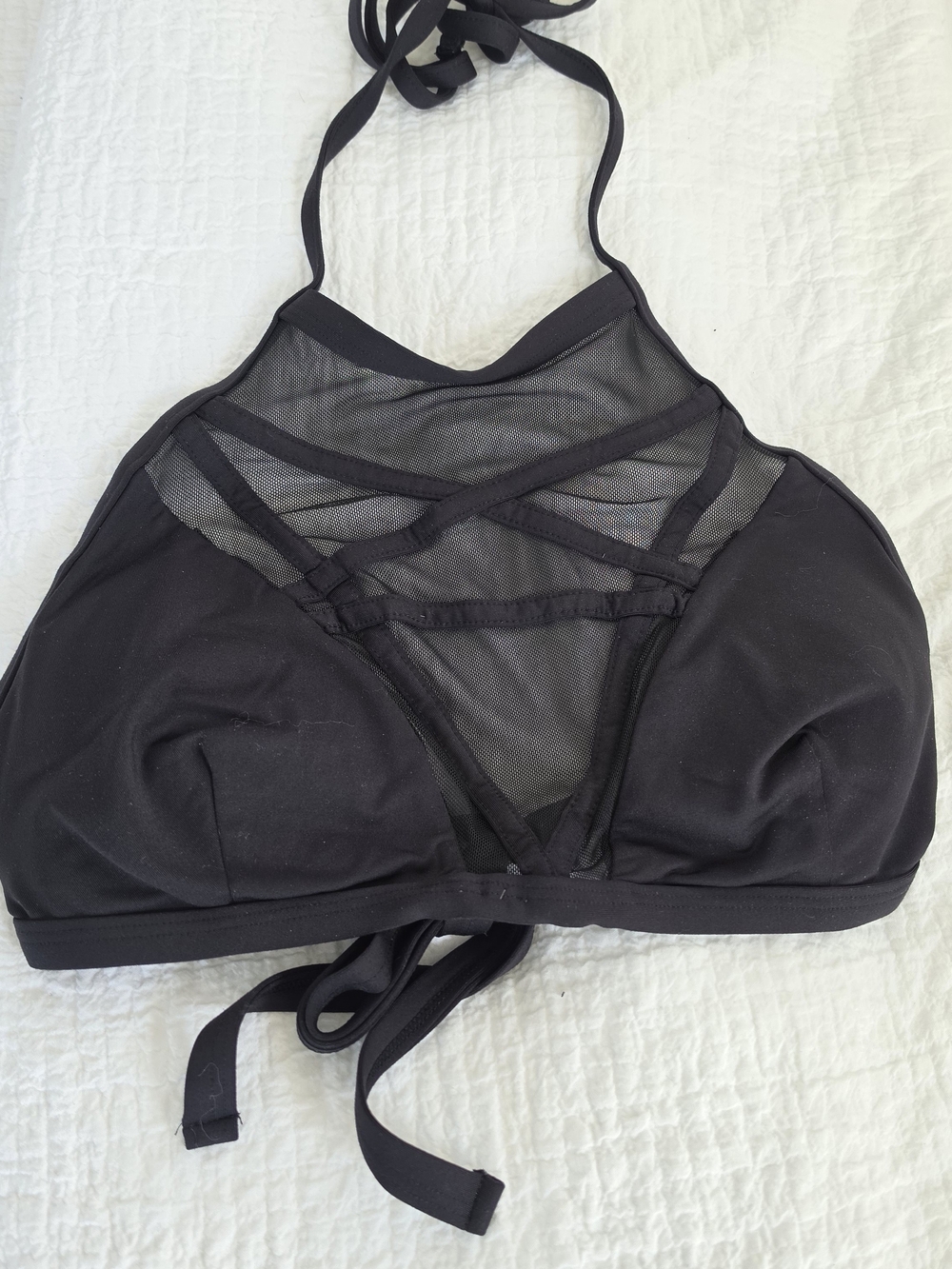 Women's Black Mesh Halter Bralette